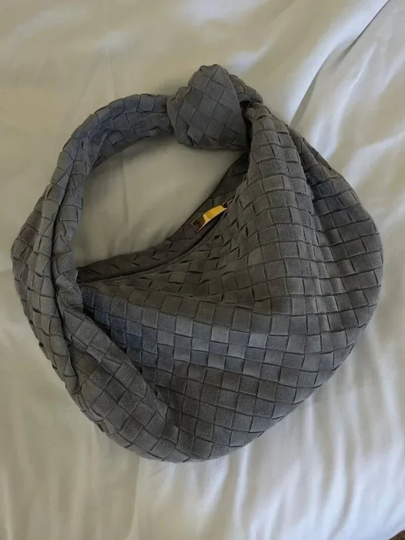 Woven Knot Faux Medium Suede Shoulder Bag