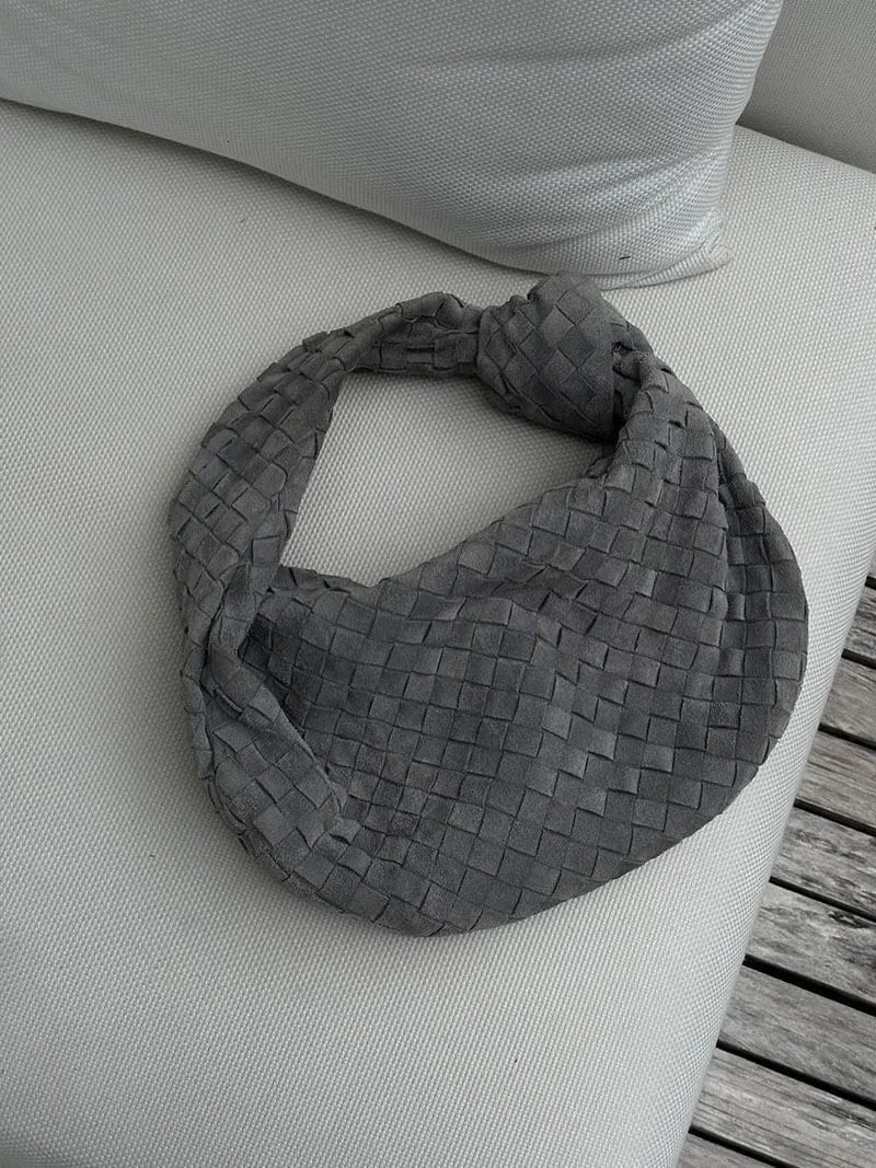 Woven Knot Faux Medium Suede Shoulder Bag