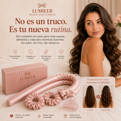 Lumieer™ Rizos Nocturnos | Ruleros Sin Calor para Dormir — Despierta con Rizos Perfectos de Salón en 8 Horas, Sin Plancha, Sin Daño