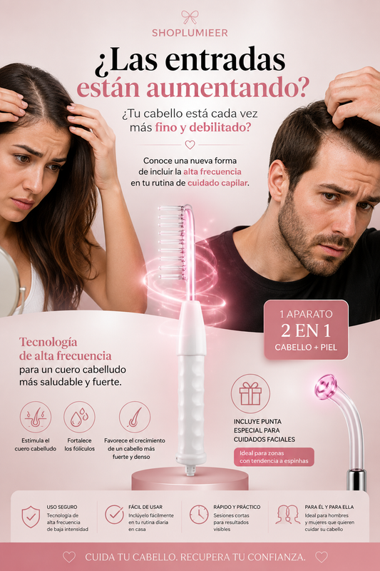 Lumieer™ Pro Alta Frecuencia – Varita para Caída de Cabello, Entradas y Calvicie | Reactiva Folículos y Recupera tu Cabello en Casa Sin Minoxidil