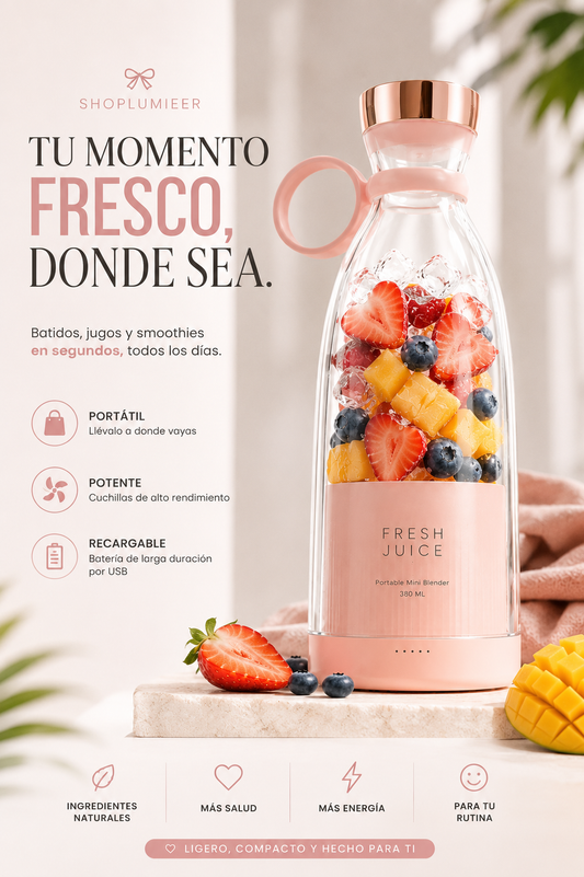 Fresh Juice™ Licuadora Portátil — Bebidas y Batidos Frescos en 30 Segundos, Sin Cables, Sin Complicaciones