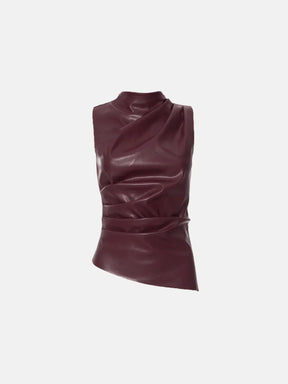 Sculpted Faux Leather Sleeveless Top