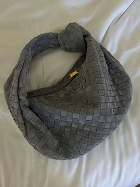Woven Knot Faux Medium Suede Shoulder Bag
