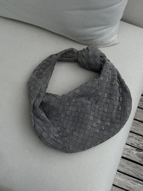 Woven Knot Faux Medium Suede Shoulder Bag