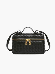 Woven Faux Leather Structured Box Bag