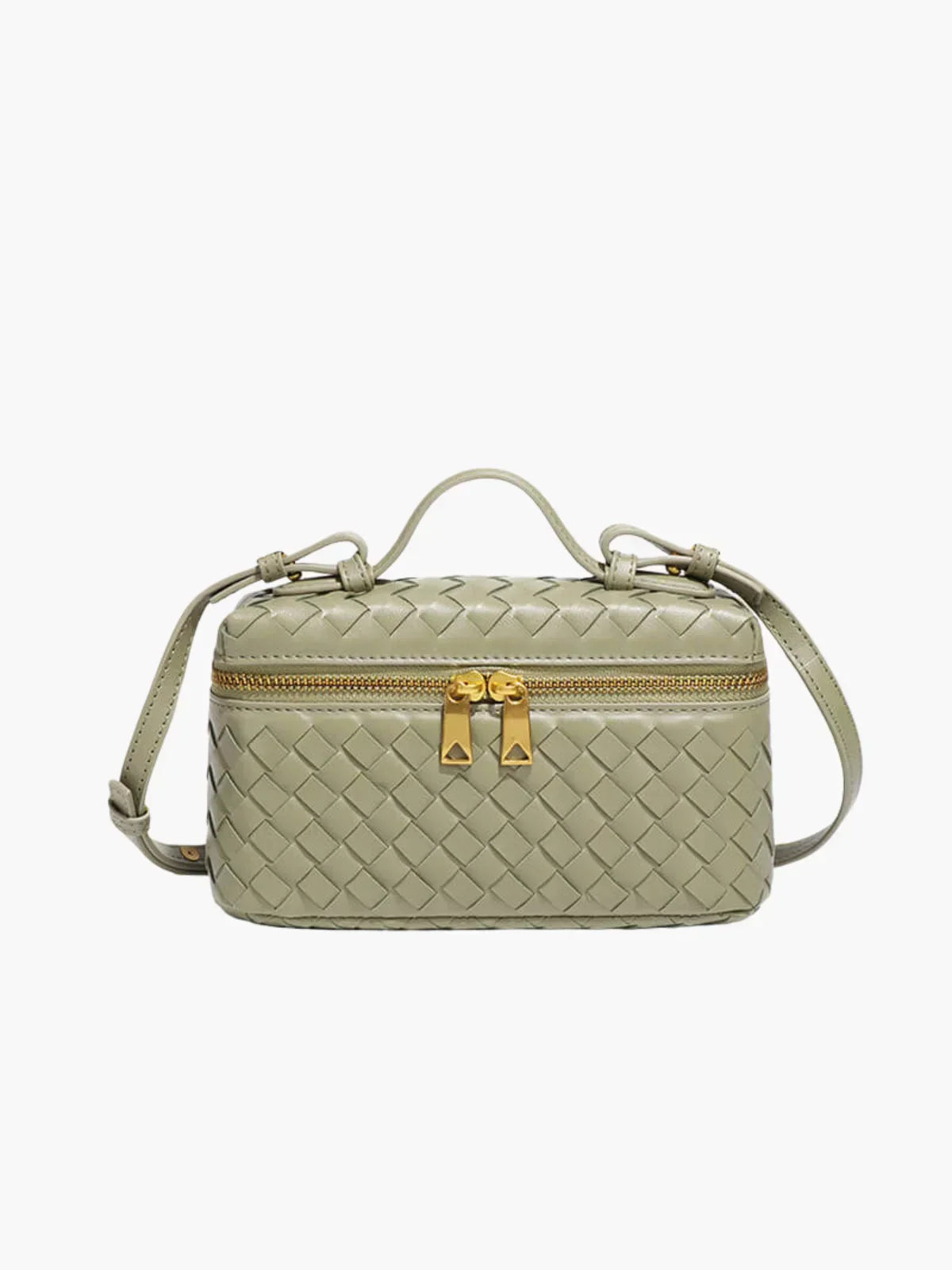 Woven Faux Leather Structured Box Bag