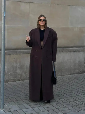 Oversized Double-Breasted Wool Trench Coat