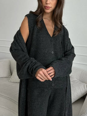 Relaxed Fit Knit Three-Piece Lounge Set