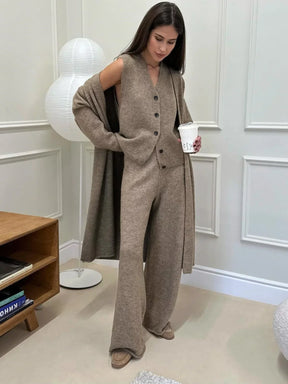 Relaxed Fit Knit Three-Piece Lounge Set