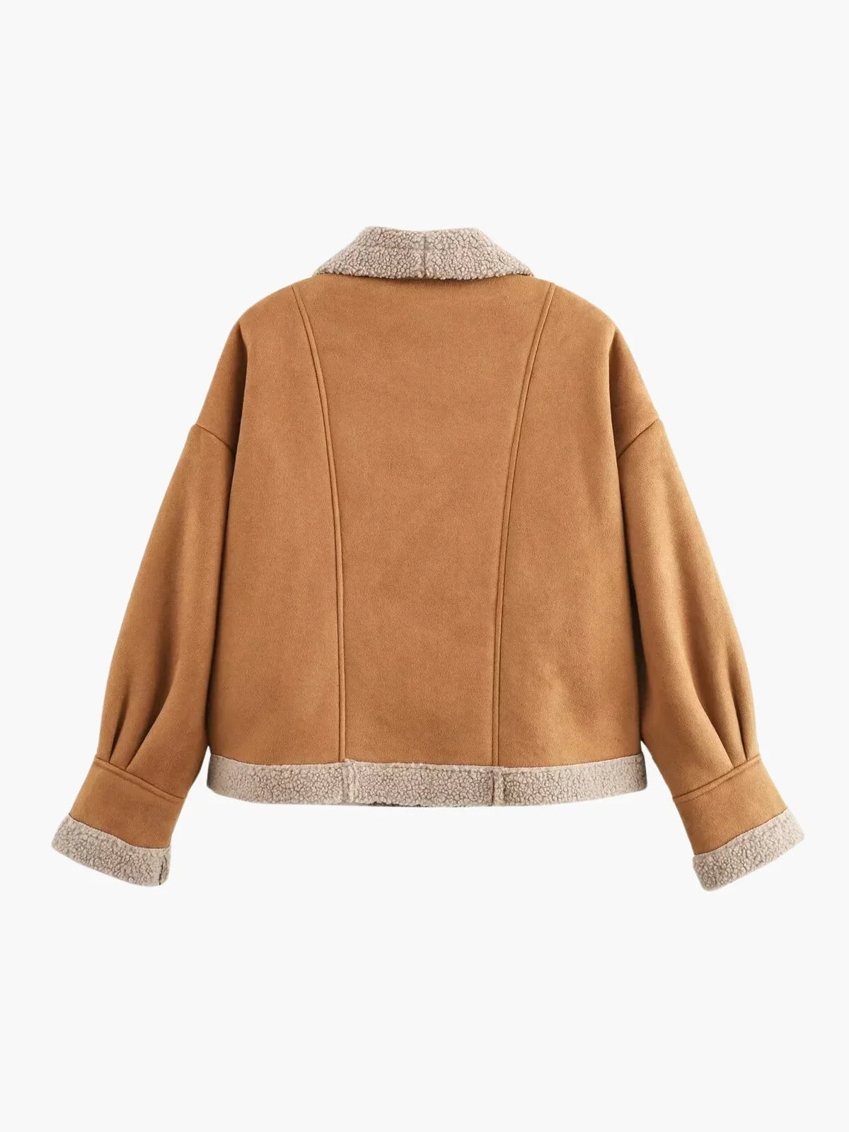 Warm Sherpa-Lined Faux Suede Jacket