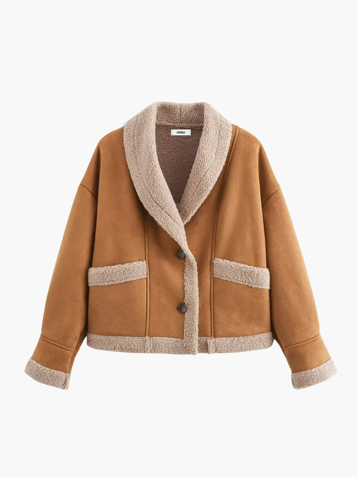 Warm Sherpa-Lined Faux Suede Jacket